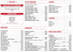 Menu casse-croûte
